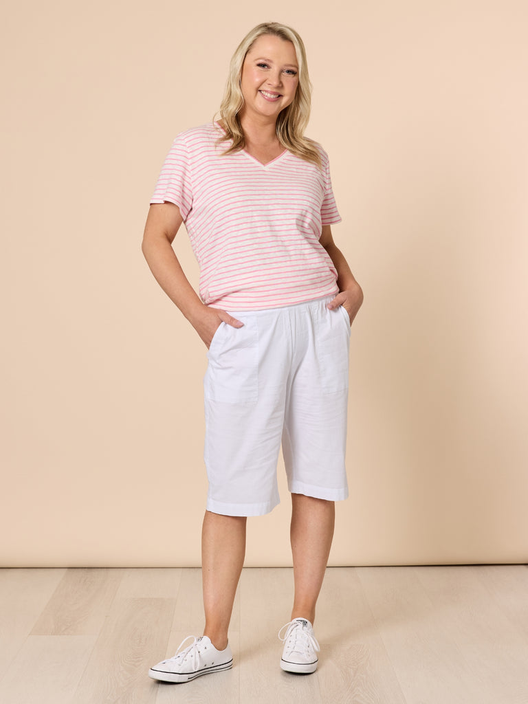 Tonic Stripe Tee - Pink White RC&CO
