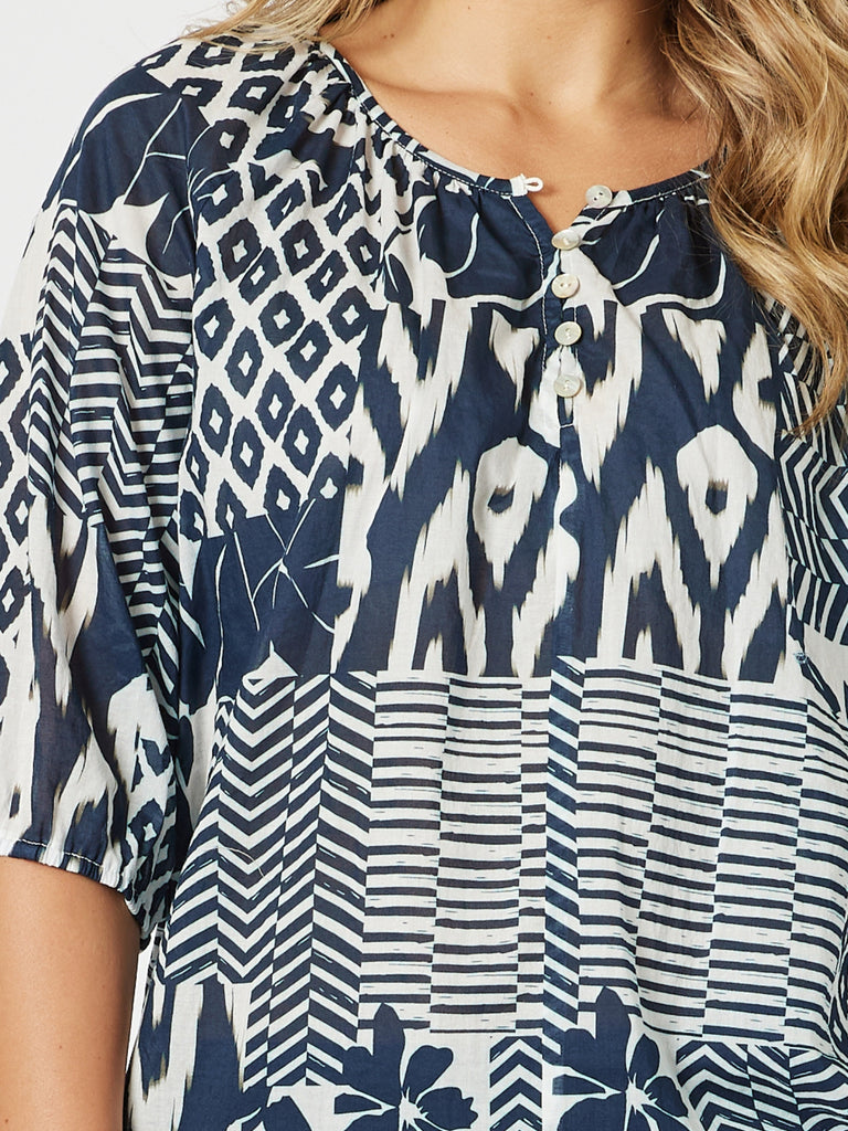 Calabasas Print Top - Navy/White rc&co