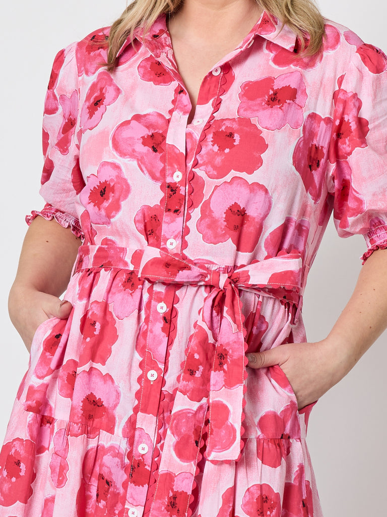 Pink Poppies Floral Print Dress - Pink/Multi rc&co