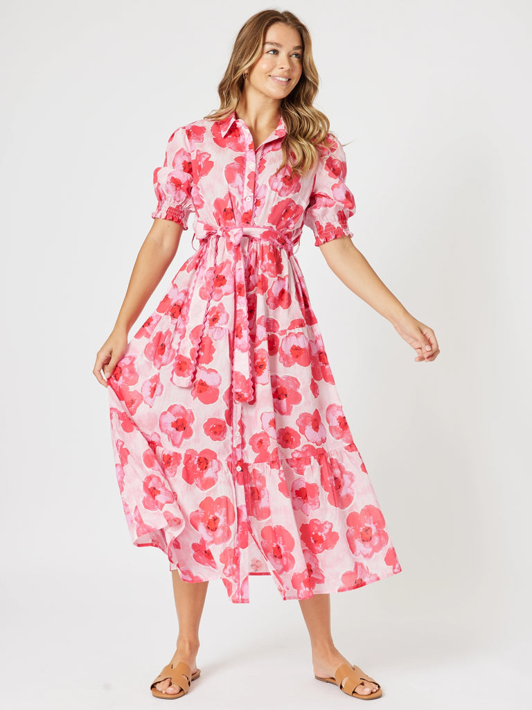 Pink Poppies Floral Print Dress - Pink/Multi rc&co