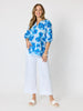 Poppies Floral Print Top - Aqua Multi