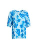Poppies Floral Print Top - Aqua Multi