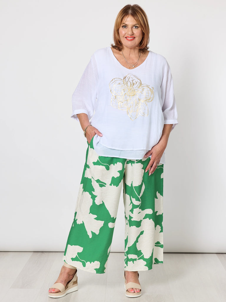 Gold Flower Top - White/Gold rc&co