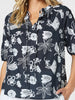 Palm Springs Floral Print Top - Navy/White rc&co