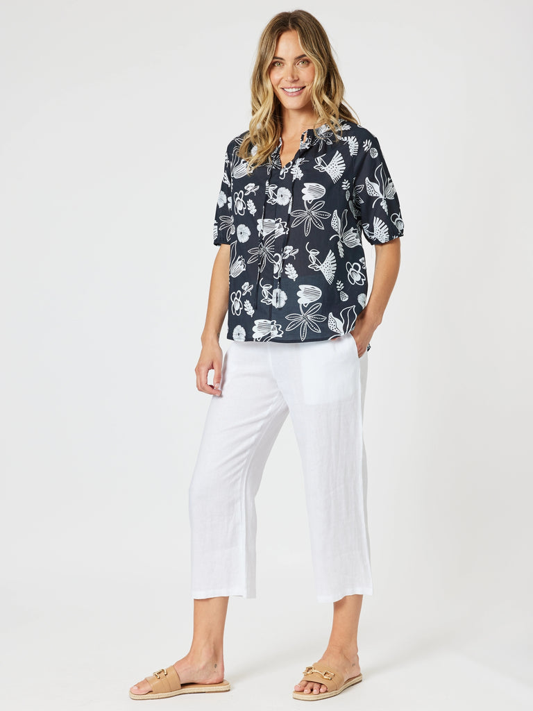 Lara Linen Wide Leg Pant - White RC&CO