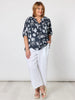 Palm Springs Floral Print Top - Navy/White rc&co