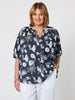 Palm Springs Floral Print Top - Navy/White rc&co