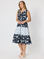 Palm Springs Floral Print Dress - Navy/White