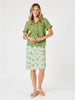 Tiffany Ruffle Linen Top - Basil