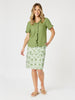 Alexandria Floral Print Skirt - Basil White