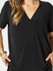 Maggie V Neck Travel Top - Black rc&co