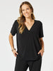 Maggie V Neck Travel Top - Black rc&co