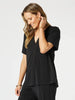 Maggie V Neck Travel Top - Black rc&co