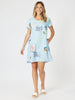 Destination Print Shift Dress - Pale Blue rc&co