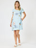 Destination Print Shift Dress - Pale Blue rc&co