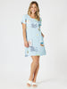 Destination Print Shift Dress - Pale Blue rc&co