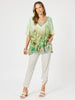 Toucan Print V Neck Top - Green rc&co