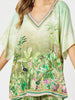 Toucan Print V Neck Top - Green rc&co