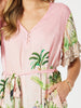 Toucan Print Ruffle Sleeve Dress - Pink rc&co
