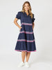 Ric Rac Tiered Dress - Navy