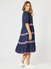 Ric Rac Tiered Dress - Navy rc&co