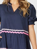 Ric Rac Tiered Dress - Navy rc&co