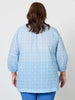  Mosaic Print Sheer Blouse - Blue rc&co