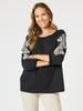 Jackie Embroidered Tee - Black/White RC&CO