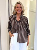 Get Spotty Print Sheer Shirt - Koko White