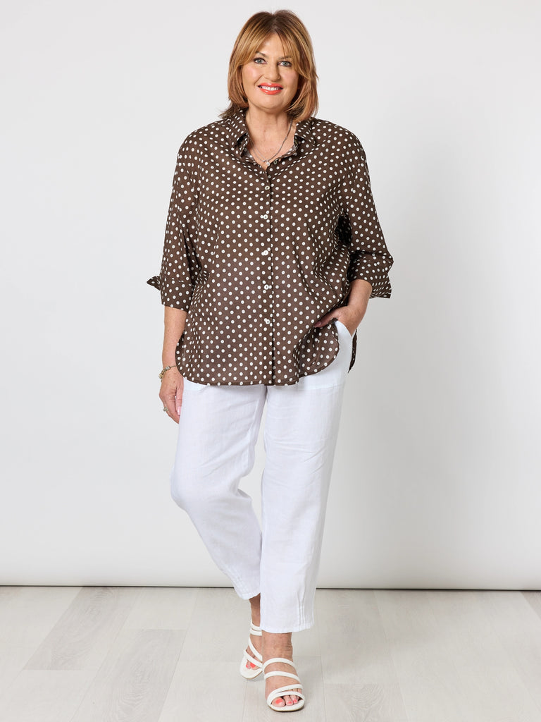 Get Spotty Print Sheer Shirt - Koko White rc&co