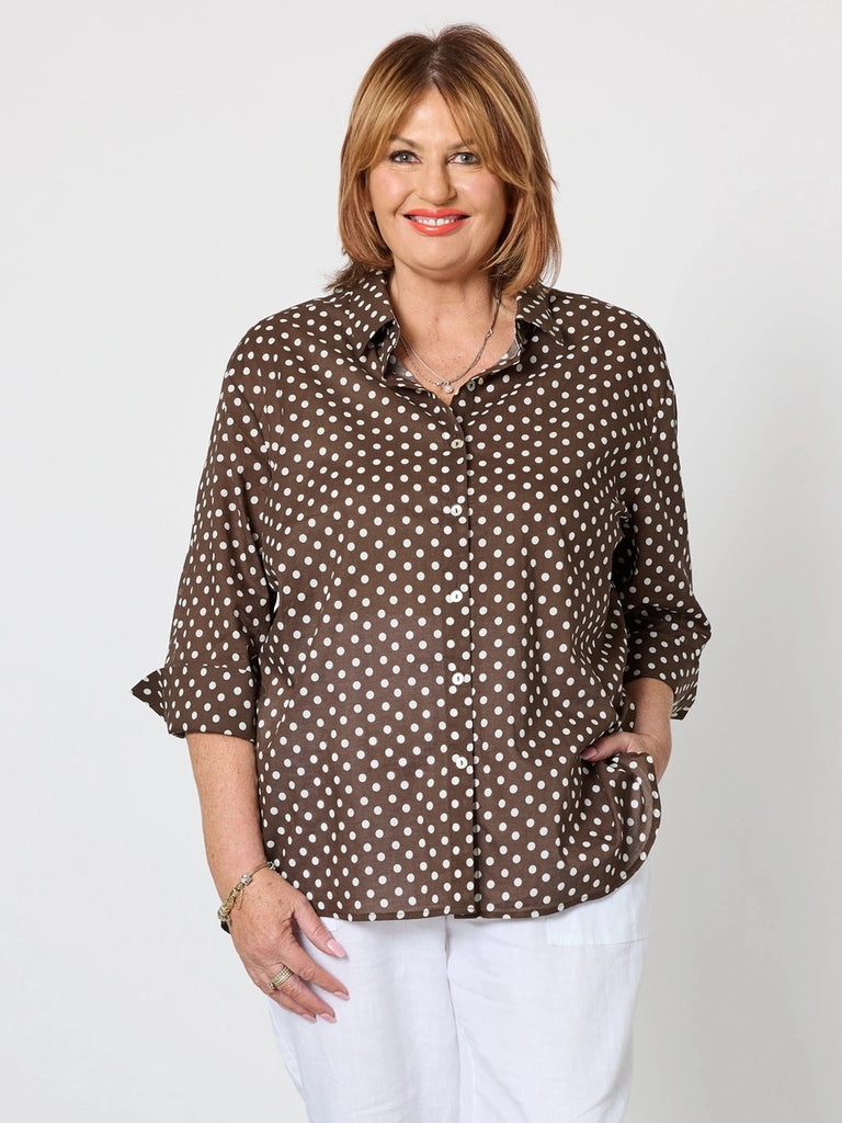 Get Spotty Print Sheer Shirt - Koko White rc&co