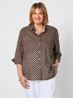 Get Spotty Print Sheer Shirt - Koko White