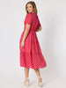 French Rose Spot Print Dress - Red/White