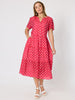 French Rose Spot Print Dress - Red/White