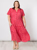 French Rose Spot Print Dress - Red/White RC&CO
