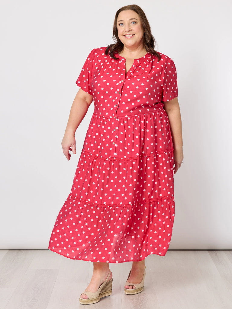 French Rose Spot Print Dress - Red/White RC&CO
