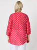 French Rose Spot Print Sheer Blouse - Red/White