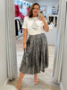 Shimmer Pleated Skirt - Silver