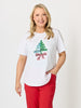 Sequin Xmas Tree Tee - White Multi