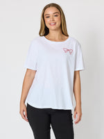 Embroidered Bow Tee - White