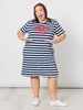 Red Bow Stripe Print Dress - Navy/White rc&co