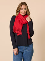 Cosy Fringe Scarf - Red