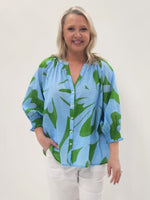 Sienna Print Top - Blue Green