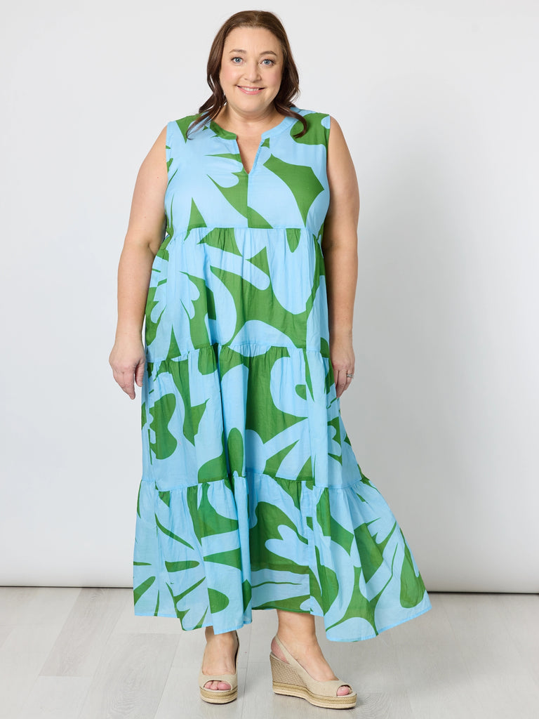Sienna Print Dress - Blue Green rc&co