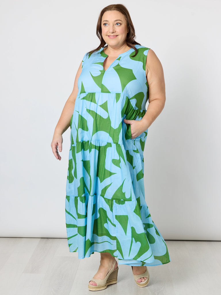 Sienna Print Dress - Blue Green rc&co