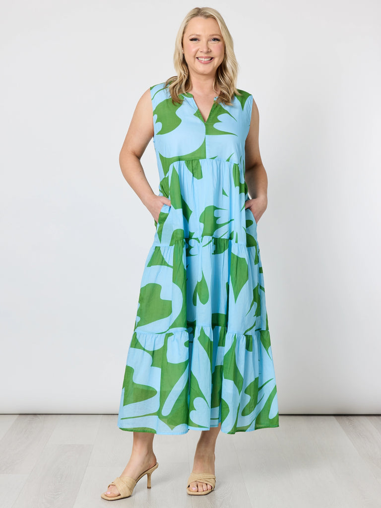 Sienna Print Dress - Blue Green rc&co