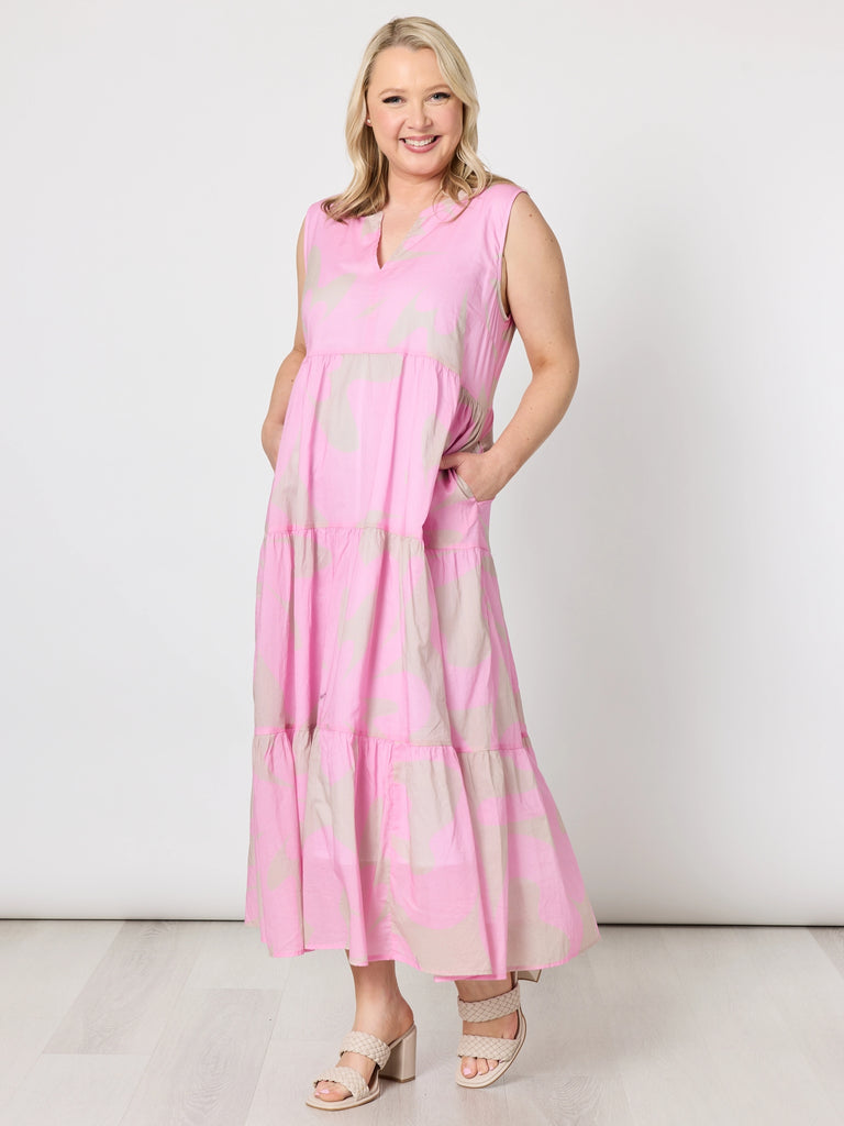 Sienna Print Dress - Pink Stone rc&co