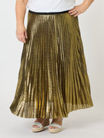 Shimmer Pleated Skirt - Gold
