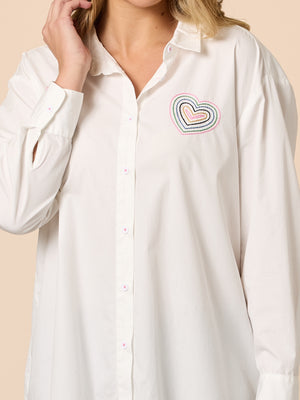Sweetheart Embroidered Shirt - White rc&co