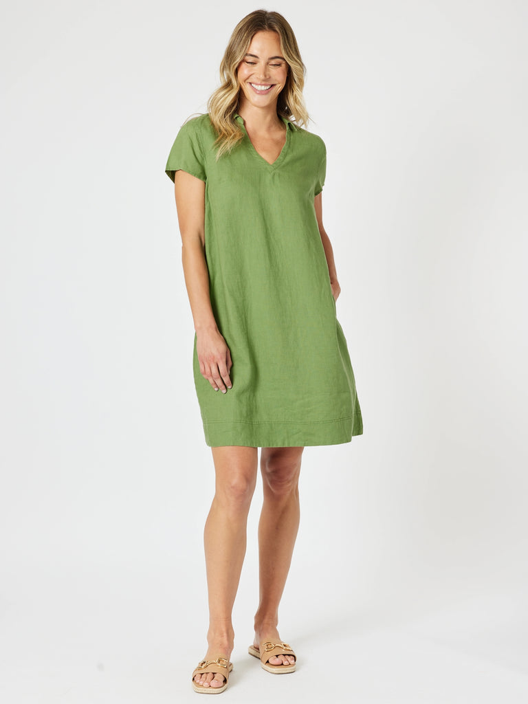 Bravo Linen Dress - Basil rc&co